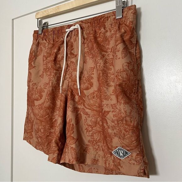 Pacsun Swim Shorts Mens Size Small Orange Flowers Trunks Board Beach Surf - Picture 3 of 12